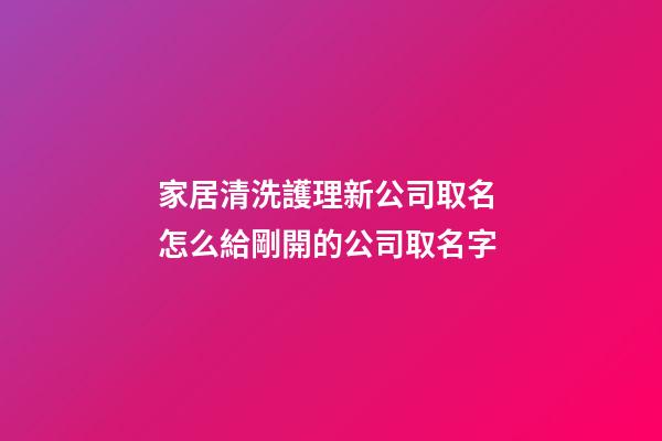 家居清洗護理新公司取名 怎么給剛開的公司取名字-第1張-公司起名-玄機派
